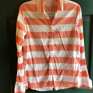 Peach and white striped button down